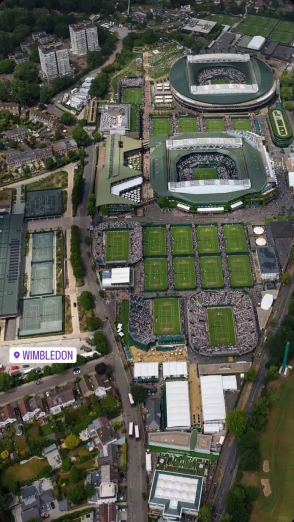 An aerial view of the WImbledon grounds
