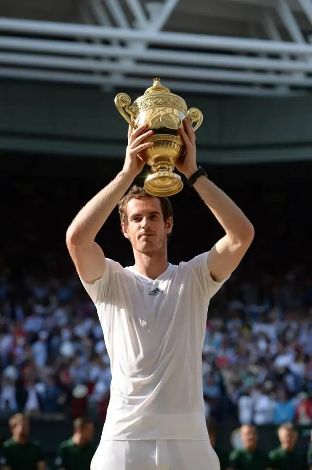 Andy Murray lifts the Wimbledon title in 2013 on Centre Court