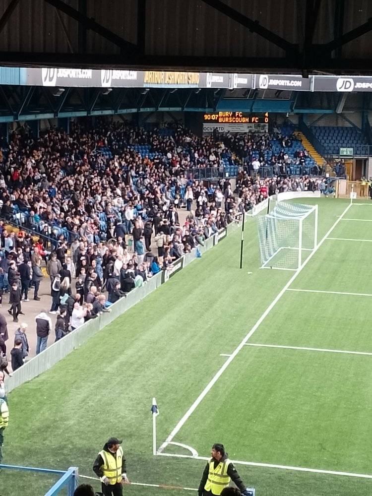 Bury Football Club's Gigg Lane stadium during the match with Burscough